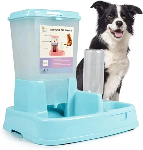 Distribuitor de alimente si apa pentru animale, 2in1, culoare Albastru - Img 2