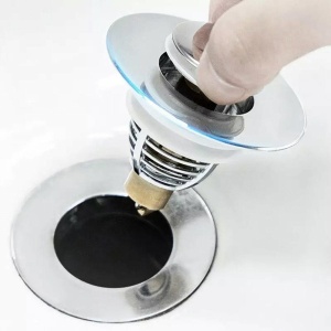 Dop scurgere chiuveta, universal, deschidere cu click, material oțel, diametru exterior 62 mm, culoare Argintiu - Img 3