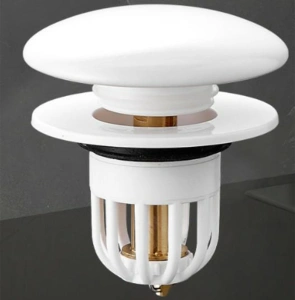 Dop scurgere chiuveta, universal, deschidere cu click, material oțel, diametru exterior 66 mm, culoare Alba - Img 4
