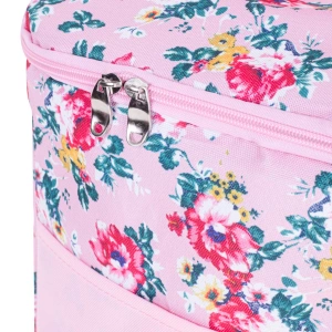 Geanta termoizolanta pentru picnic sau plaja, capacitate 11l, culoare Roz cu flori - Img 5