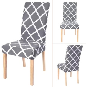 Husa universala pentru scaune clasice, model ROMB, culoare GRI + ALB - Img 3