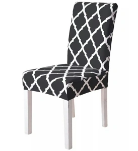 Husa universala pentru scaune clasice, model ROMB, culoare NEGRU + ALB - Img 2