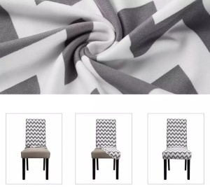 Husa universala pentru scaune clasice, model WAVE, culoare GRI + ALB - Img 3