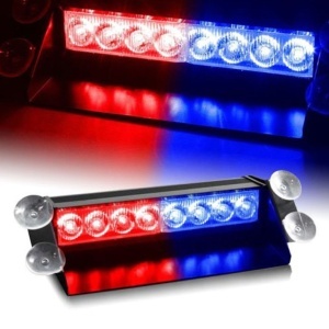 Lampa stroboscopica LED, montaj in parbriz, 8W, culoare Rosu - Albastru - Img 2