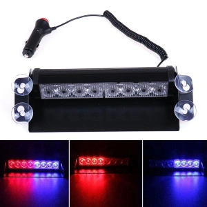 Lampa stroboscopica pentru parbriz. montaj cu ventuze, culori Rosu - Albastru, putere 8W, alimentare 12V - Img 4
