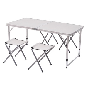 Masa turistica pliabila din aluminiu cu 4 scaune, 120 x 60cm - Img 2