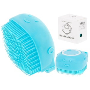 Perie din silicon cu dozator de sampon pentru spalare caini sau pisici, 7,5 x 7,5 cm, culoare albastra - Img 2