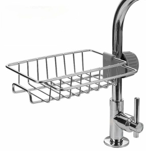Raft organizator universal pentru bucatarie sau baie, montaj pe robinet, material otel, culoare Argintiu - Img 3