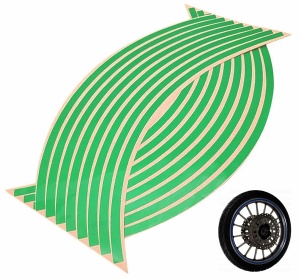 Set 16 ornamente Reflectorizante pentru jante auto, moto, culoare Verde - Img 2