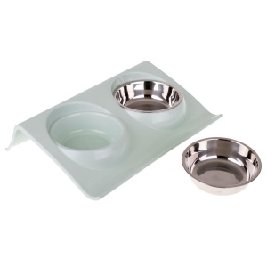 Set 2 buc. castron metalic cu suport pentru hranire animale de companie - Img 4