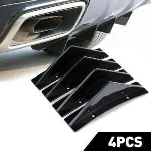Set 4 aripioare TUNING curbate pentru bara - deflector spate, culoare negru lucios, montaj cu surub sau banda dublu adeziva - Img 1