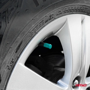 Set 4 capacele auto pentru ventil, din aluminiu, model Hexagon, culoare Verde - Img 2