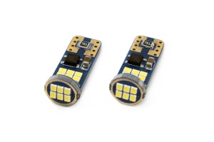 Set becuri auto cu LED CANBUS UltraBright compatibil T10e W5W 18 SMD Alb 12V/24V, destinat competitiilor auto sau off-road