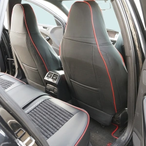 Set huse scaune auto Premium, model BLAZE Torque, design Sportiv, universale, ergonomice, Piele Ecologica cu insertii textile, culoare Negru/Rosu - Img 6