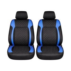 Set huse scaune auto Premium, model DIAMOND Drive, design Sportiv, universale, ergonomice, Piele Ecologica Matlasata, culoare Negru/Albastru - Img 2
