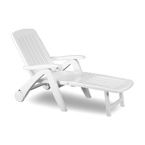 Sezlong de Plaja sau Gradina, reglabil, dimensiune 190 x 60 x 72 cm, material plastic, culoare Alb