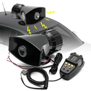 Sirena avertizare sonora auto 7 moduri, alimentare 12V, 100W cu microfon - Img 2