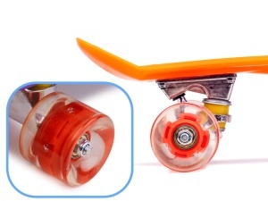 Skateboard Penny Board pentru copii cu roti din cauciuc, iluminate LED, culoare Orange - Img 4