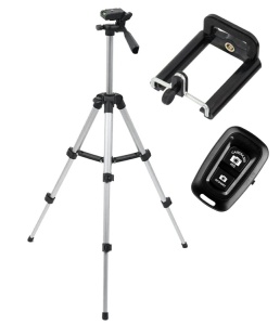 Trepied fotografic din aluminiu, compact, cu suport mobil 3D + Telecomanda Bluetooth - Img 2