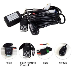 Cablaj pentru proiectoare LED cu telecomanda, functii strobo, relee si sigurante incluse, alimentare 12V - Img 2