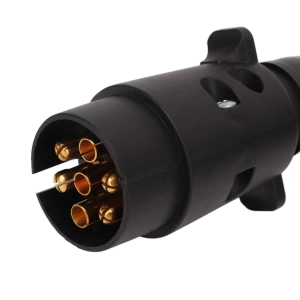 Cablu electric spiralat pentru remorca sau rulota cu 2 mufe Tata/Tata cu 7 pini, lungime 2.5m, culoare Neagra - Img 3