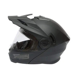 Casca motocross integrala negru mat cu viziera transparenta si ochelari de soare, marimea L, model LION - Img 3