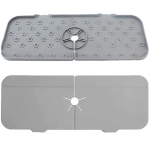 Covoras din silicon anti-picurator pentru lavoare, dimensiune 36,5 x 14 cm, culoare Gri - Img 6