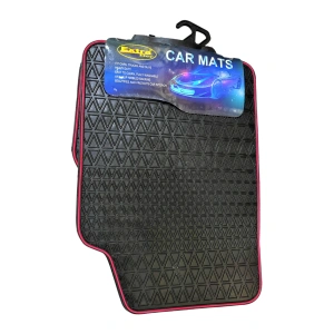 Covorase Auto Universale, din cauciuc sintetic moale, culoare Neagra cu dunga Rosie - Img 2