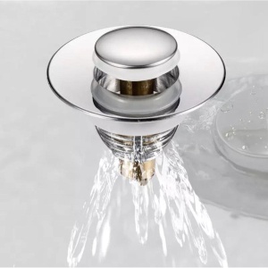 Dop scurgere chiuveta, universal, deschidere cu click, material oțel, diametru exterior 62 mm, culoare Argintiu - Img 4