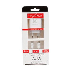 Incarcator MX ALFA 20W PD+QC cu cablu Type-C 20W Alb - Img 4