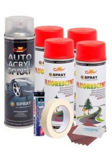 Kit complet reparatie si vopsire jante culoare Rosu Fluorescent, V4 - Img 3