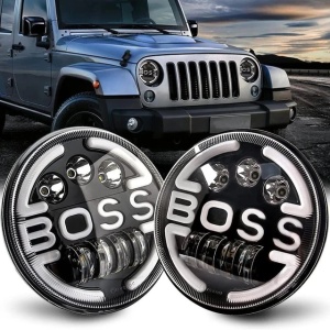 Lampa Suplimentara LED pentru Vehicule Off-Road, ATV, SSV, cu inscriptie "BOSS" si functii: Faza Lunga, Faza Scurta, Semnalizare, Pozitie, tensiune alimentare 9 - 36V, diametru Ø170 mm - Img 3