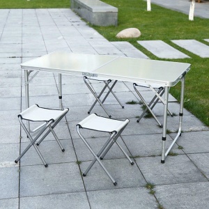 Masa turistica pliabila din aluminiu cu 4 scaune, 120 x 60cm - Img 7