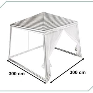 Pavilion de gradina, cort pentru petreceri, foișor cu plasa de tantari, culoare alb/verde, dimensiune 3 x 3 m - Img 4