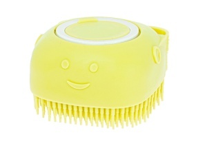 Perie din silicon cu dozator de sampon pentru spalare caini sau pisici, 7,5 x 7,5 cm, culoare galben - Img 6