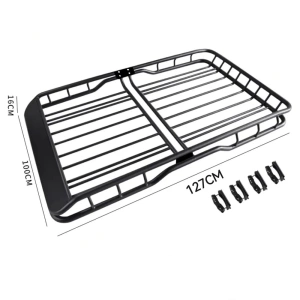 Portbagaj metalic pentru plafon de tip "ROOF RACK", dimensiune 127 x 100cm, culoare neagra, cu bare transversale incluse - Img 5