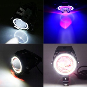 Proiector LED cu Lupa, Angel Eye ALB si Devil Eye RED, alimentare 12V, pentru Off-Road, ATV, SSV, UTV - Img 3