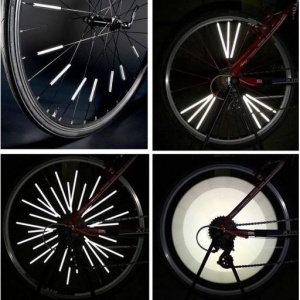 Set 12 ornamente din material reflectorizant pentru spite bicicleta, culoare gri - argintiu - Img 5
