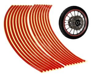 Set 16 ornamente Reflectorizante pentru jante auto, moto, culoare Rosie - Img 2