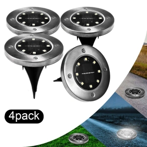 Set 4 x Lampa Solara estetica exterioara de gradina, cu 8 LED-uri, cu suport scurt - Img 2