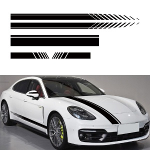 Set 5 stickere autoadezive Tuning, model "Racing Stripes V1", dimensiune 190 cm, culoare Neagra - Img 1
