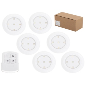 Set 6 Lampi LED Wireless, autoadezive, cu telecomanda, pentru iluminat scari sau mobilier - Img 5