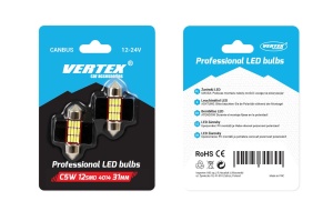 Set becuri auto cu LED CANBUS sofit compatibil C5W 12 SMD 31mm Alb 12/24V, destinat competitiilor auto sau off-road - Img 2