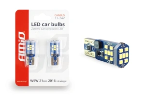 Set becuri auto cu LED CANBUS UltraBright compatibil T10 W5W 21 SMD Alb 12V/24V, destinat competitiilor auto sau off-road - Img 3