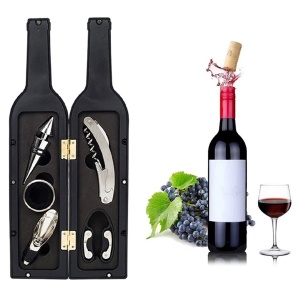 Set Cadou "Accesorii Vin in forma de Sticla, 6in1" culoare Neagra - Img 2