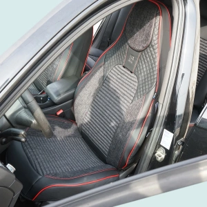 Set huse scaune auto Premium, model BLAZE Torque, design Sportiv, universale, ergonomice, Piele Ecologica cu insertii textile, culoare Negru/Rosu - Img 3