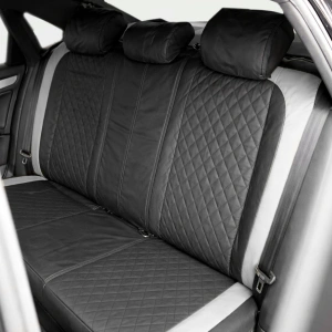 Set huse scaune auto Premium, model DIAMOND Core, design Sportiv, universale, ergonomice, Piele Ecologica Matlasata, culoare Negru/Gri - Img 5