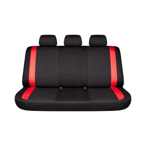 Set huse scaune auto Premium, model DIAMOND Racer, design Sportiv, universale, ergonomice, Piele Ecologica Matlasata, culoare Negru/Rosu - Img 3
