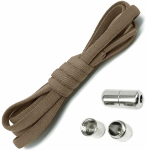 Sireturi elastice SMART pentru incaltaminte cu clema metalica, culoare maro - Img 2