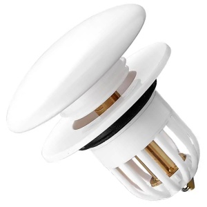 Dop scurgere chiuveta, universal, deschidere cu click, material oțel, diametru exterior 66 mm, culoare Alba - Img 1